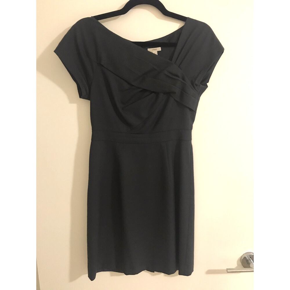 Women's J.Crew Asymmetric Neck Short Sleeve Sheath Dress in Gray Size 0